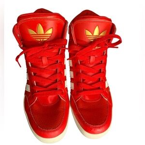 Adidas Red and Gold High-Tops